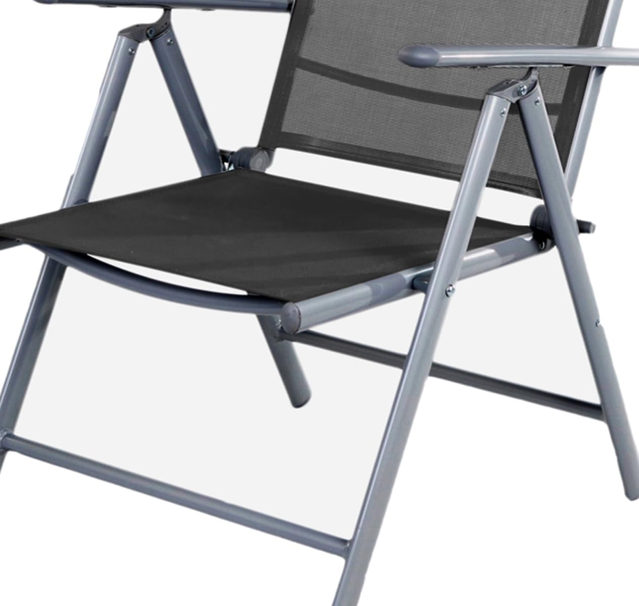 Mojawo Gartenstuhl Hochlehner 7-Fach verstellbar klappbar Silber/Anthrazit | Aluminium, Witterungsbeständig, Wetterfest