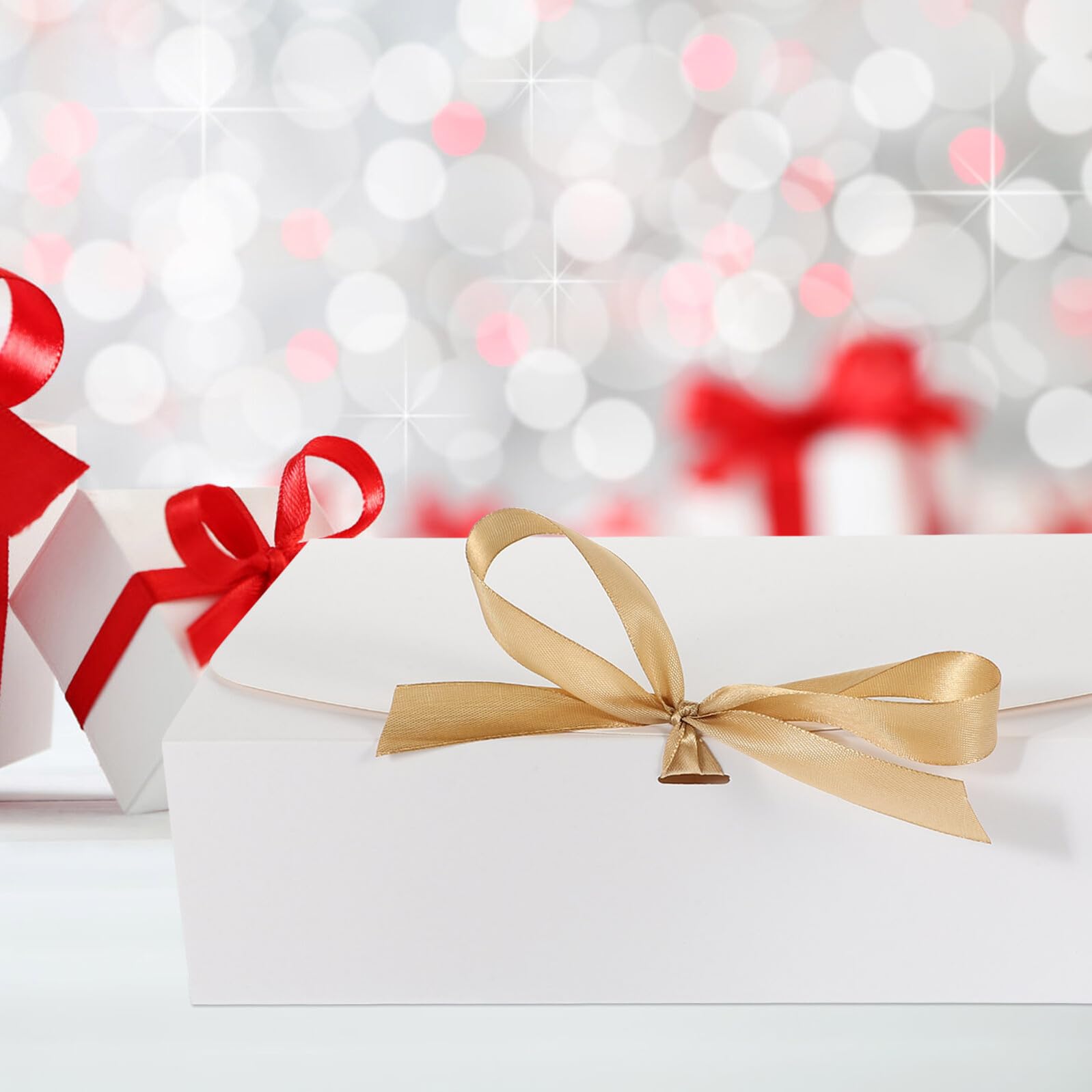 GETAJGHSD 10 Stück Weiße Aufbewahrungsbox aus Karton mit Schleife Leicht und Vielseitig für Hochzeitsgeschenke und Schmuckverpackung