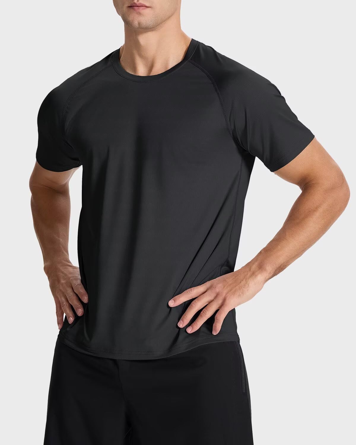 SNOWTEN Men's Sun Protection Shirts Lightweight Athletic Quick Dry Rash Guard Cooling Tee with Silver Ion Tech Darkgrey M