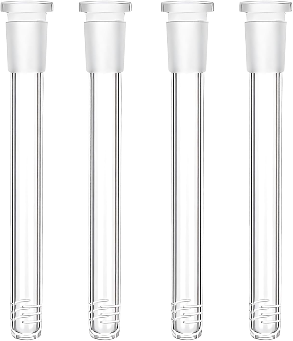 4Pcs Glass Bong Bowl Downstem Diffusers Set, 12cm Clear Glass Rig Downstem, 14mm Bong Accessories for Glass Bong, Glass Water Pipes & Experiment Setups