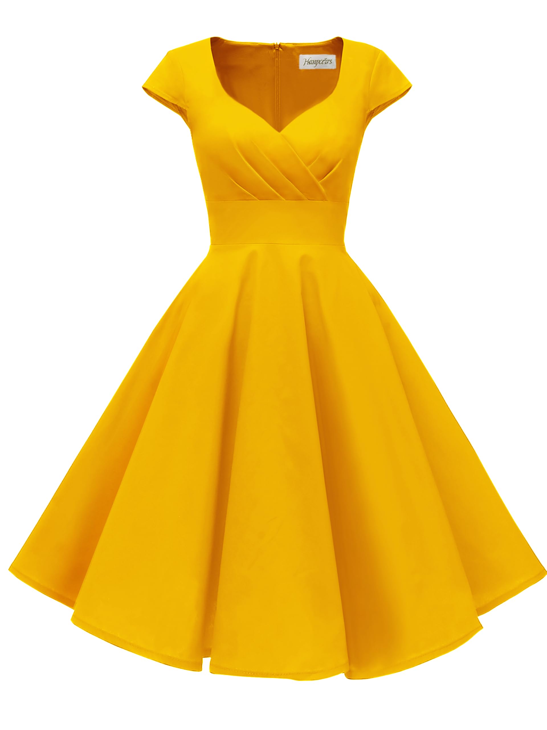 Women's Cap Sleeve 1950s Retro Vintage Cocktail Swing Dresses with Pocket