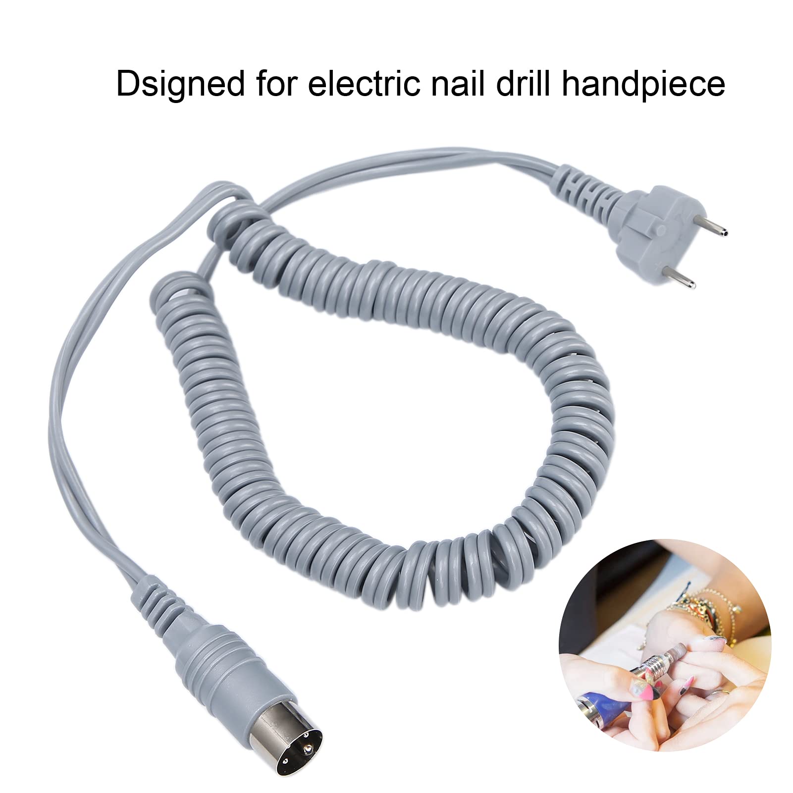 Generic Cable Eléctrico para Taladro de Uñas, Cable de Alimentación Duradero de Alta Calidad para Accesorios de Máquinas de Manicura, Tamaño Elástico de 5,9 Pies de Largo, Adecuado para Cualquier