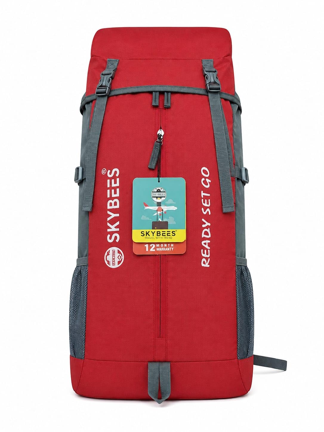 50L Travel Backpack for Men & Women | Water-Resistant Trekking & Hiking Rucksack | Lightweight Camping & Adventure Bag with Multiple Compartments, Laptop Sleeve, Red-picture-30