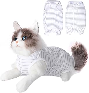 cobee Cat Professional Recovery Suit for Abdominal Wounds or Skin Diseases, Cat Surgery Recovery Suit Soft E-Collar Cone Alternative Cat Onesie for Cats After Surgery Pajama Suit for Kittens (L Size)