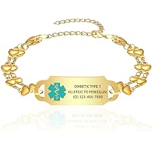 Custom Medical Alert Bracelet for Women - Personalized Engraved Medical ID Bracelet | Adjustable Link | Emergency Health Info for Diabetes, Epilepsy, Asthma, Autism, Allergies1