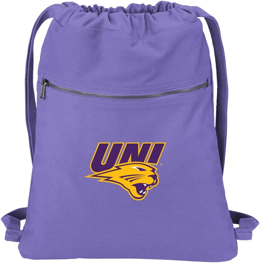 Broad Bay University of Northern Iowa Drawstring Backpack RICH CANVAS UNI Panthers Cinch Bag (Purple)