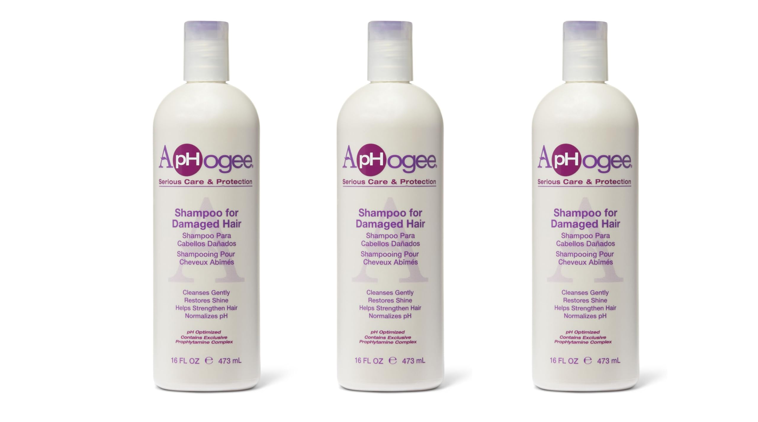 Shampoo for Damaged Hair, 16 Fl Oz (Pack of 3)– Restores Strength, Shine, and Manageability
