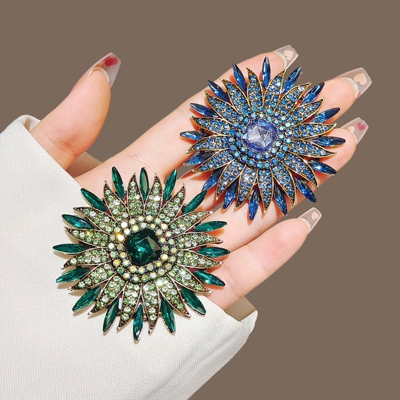Image of Rhinestone Crystal Sunflower Brooch Pin Elegant Wreath Brooch Clothing Hat Bag Skirt Accessories for Women