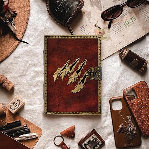 Image of DI-KRAFT Customize Diary with Name with Beautiful UV Prints | Customized Leather Writing Diary Unruled White Paper Journal Personal Notepad Sheets Daily Planner for Gifting (Pattern 14)