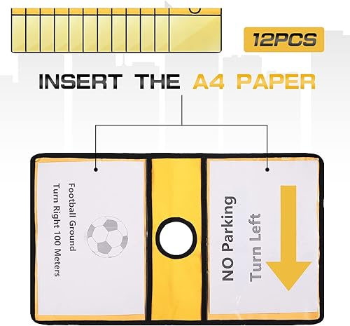 Miniatura 3 de Juego de 12 fundas para cono de tráfico para precaución, cubiertas de cono de tráfico con bolsillos, funda de señal de mensaje de seguridad para