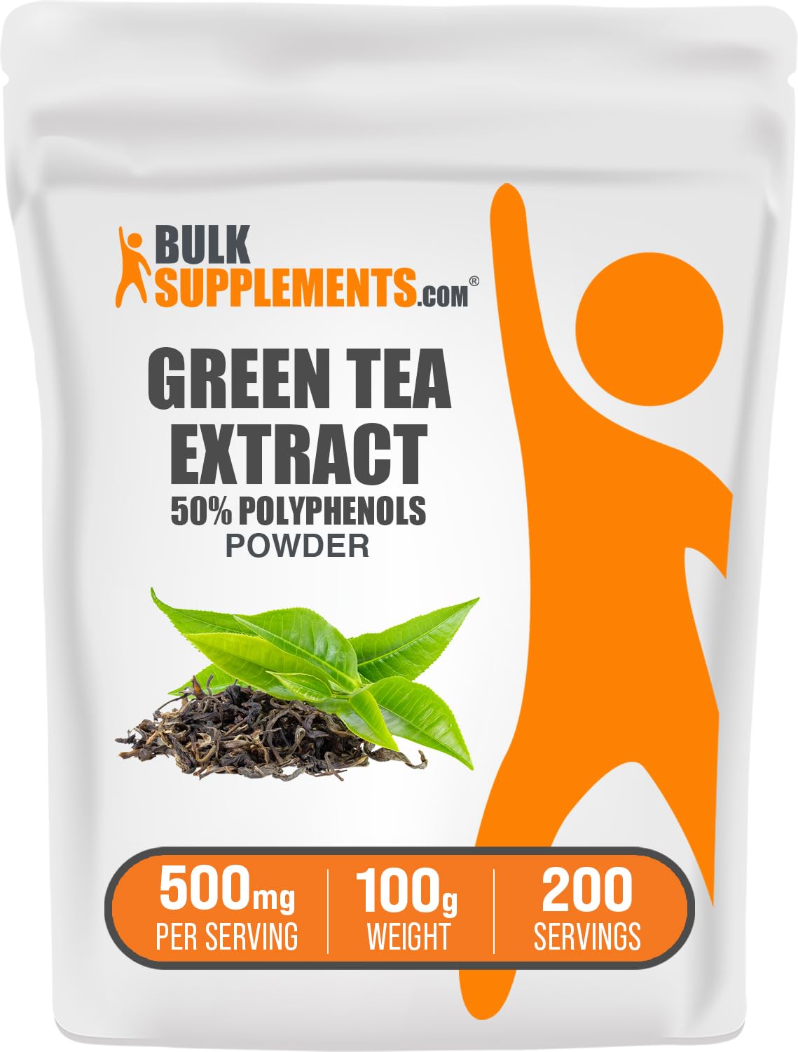 BulkSupplements.comgreen Tea Extract Powder - 50% Polyphenols Supplement, EGCG Supplements - Gluten Free, 500mg per Serving, 100g (3.5 oz) (Pack of 1) 3.5 Ounce (Pack of 1)