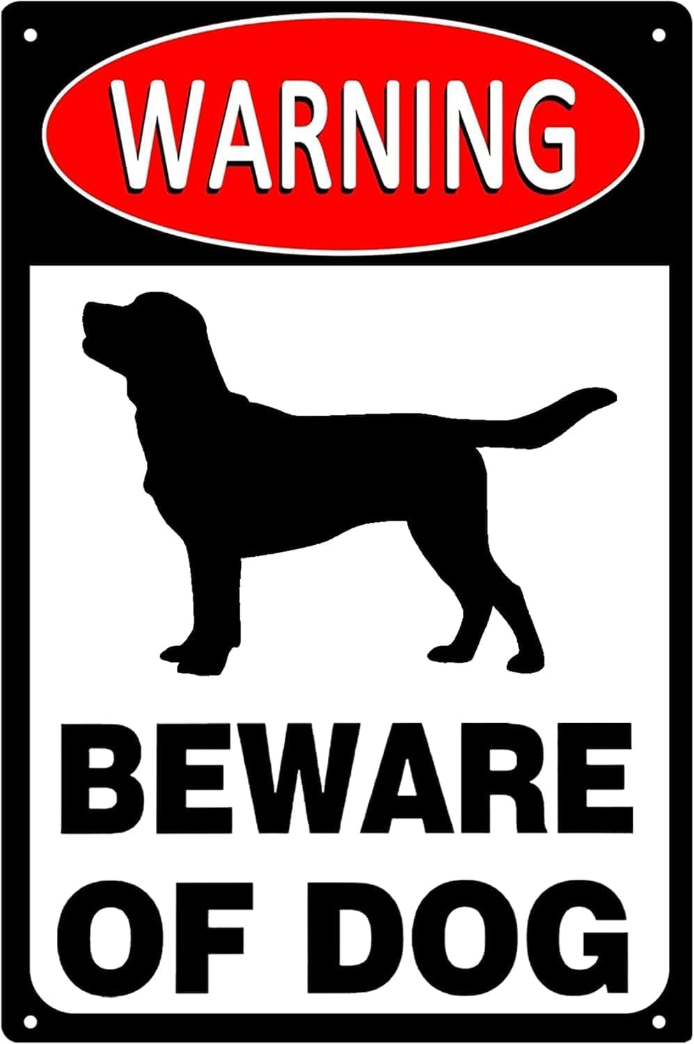 Beware of Dog Warning Sign, Home Yard Fence Private Area Safety Guard Metal Plaque 12x8 Inch