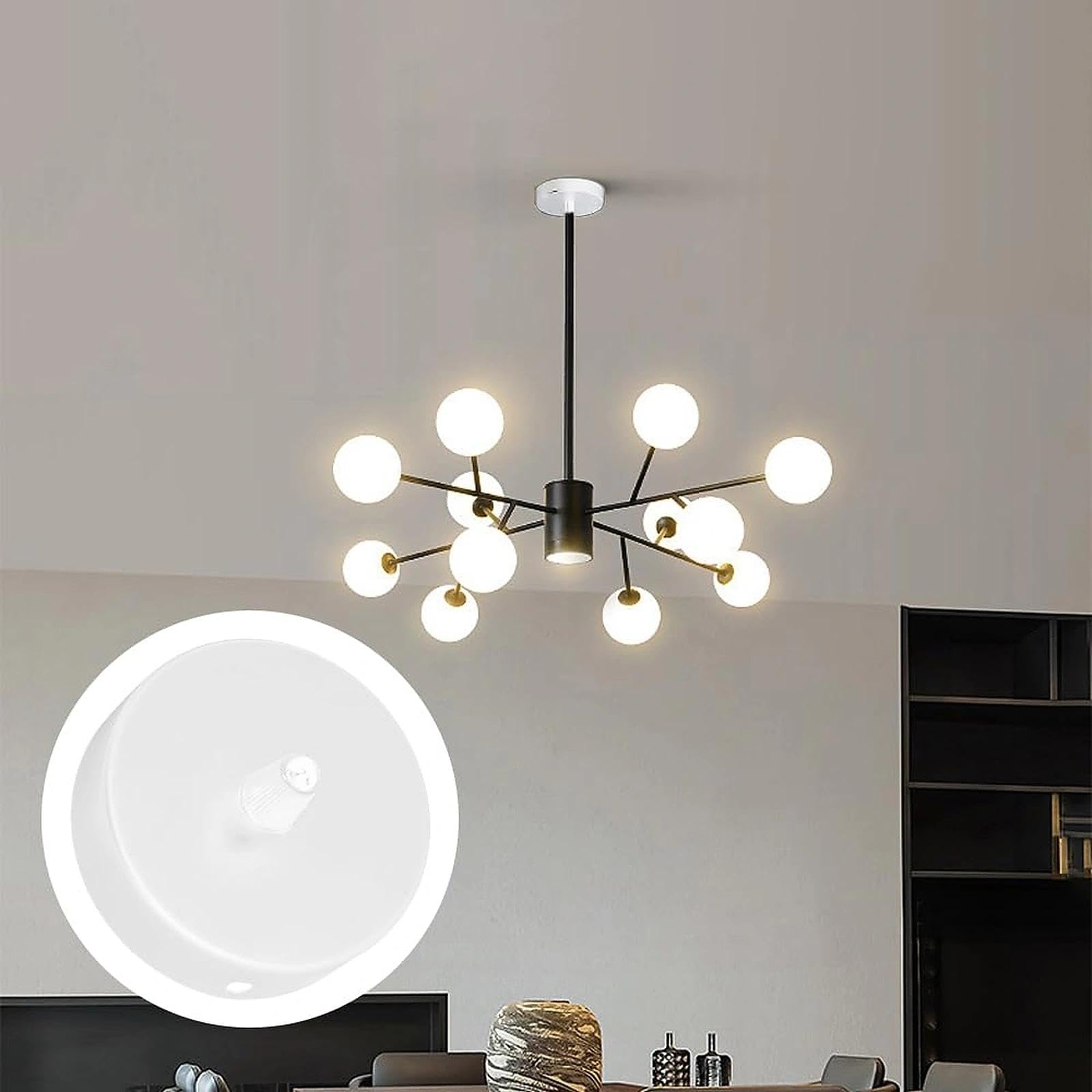 2 Piezas Rosetón Lampara Techo Blanco 80 x 25 mm Metálico Rosetón para Lampara de Techo Embellecedor de Lámparas Accesorios para Montaje de Lámparas Blanco