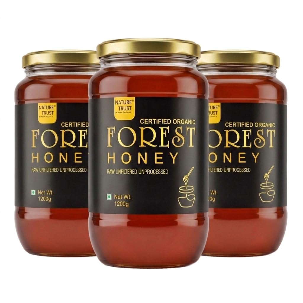 Nature Trust Raw Forest Honey,1200g Pack of 3, Wild, Unprocessed, Unheated, Non Pasteurized, Original Honey 100% Pure and Natural (1.2 Kg Pack of 3)-image-38