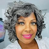 Grey Bob Wig Human Hair Body Wave Short Human Hair Grey Wig for Women Glueless Grey Human Hair Wigs No Lace Loose Wave Wigs 150% Density