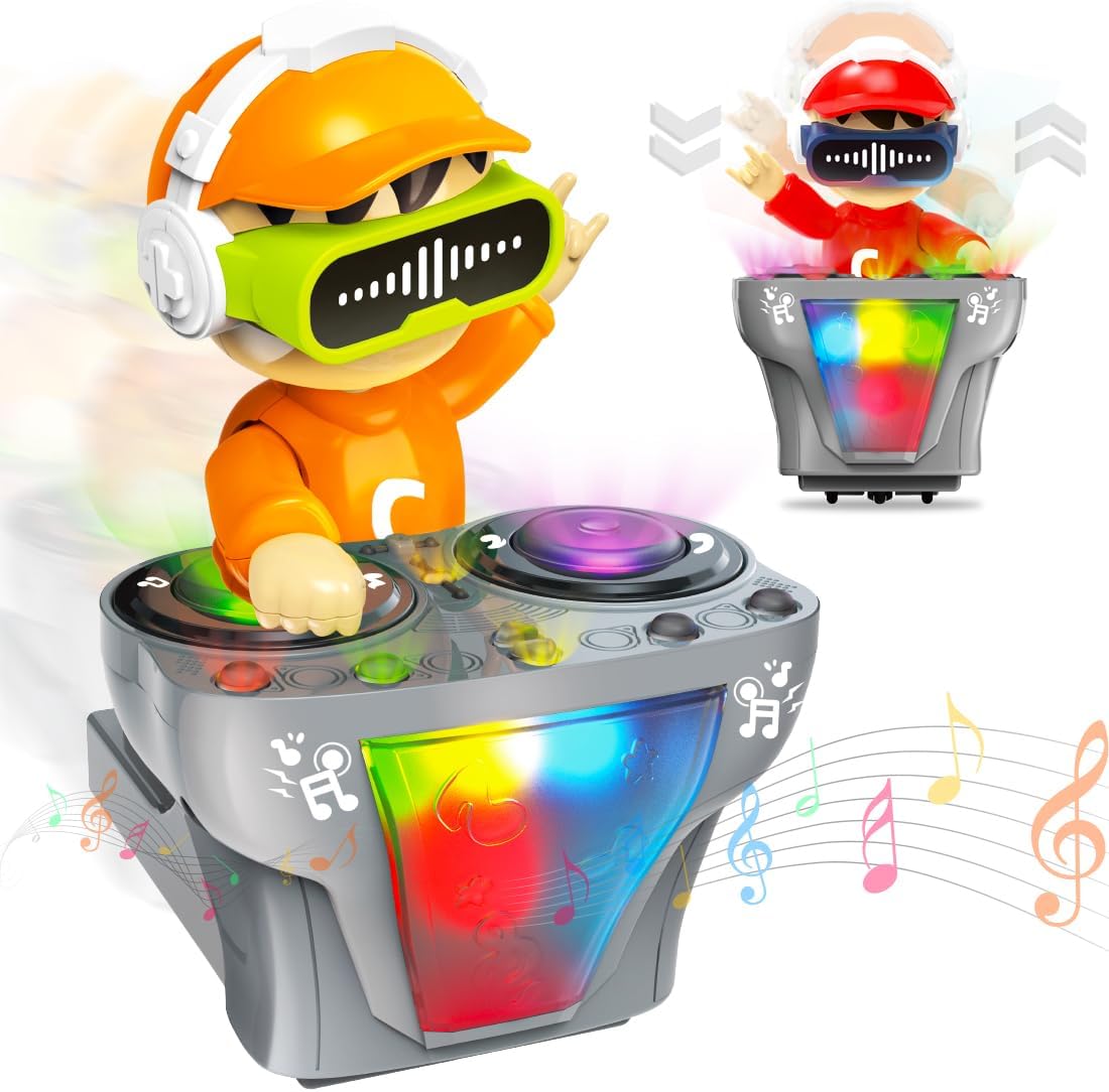Wembley DJ Dancing Musical Robot Toys for Kids | Rock Bump & Go Action with Sound Music LED Light Battery Operated Baby Toys for Toddlers | Birthday Gift for Kids Children Boys Girls,Multicolor