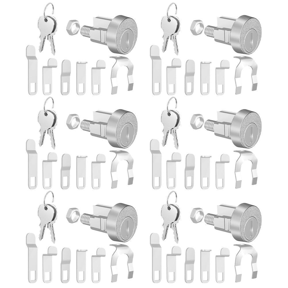Serrure de boîte aux lettres en alliage de zinc pour armoire L-1172C avec 2 clés, kit de réaction comprenant cylindre de serrure, 5 languettes, écrou, design d'ouverture non mutuelle, argent
