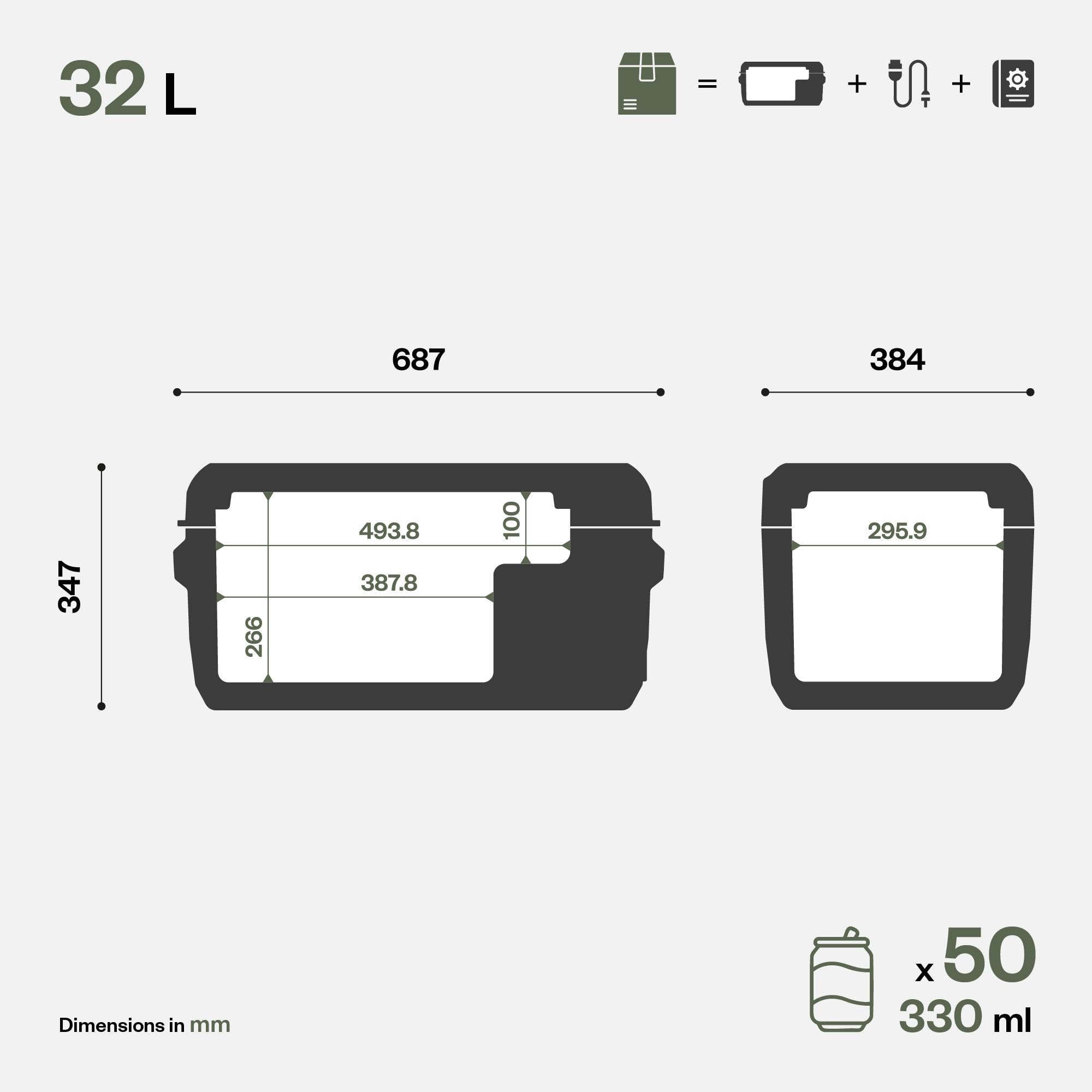 Indel B ITB32 Réfrigérateur Congélateur Portable à Compresseur, Capacité 32 Litres, pour Voiture, Camping-Car, Camion, 12/24V DC avec Prise Allume-Cigare