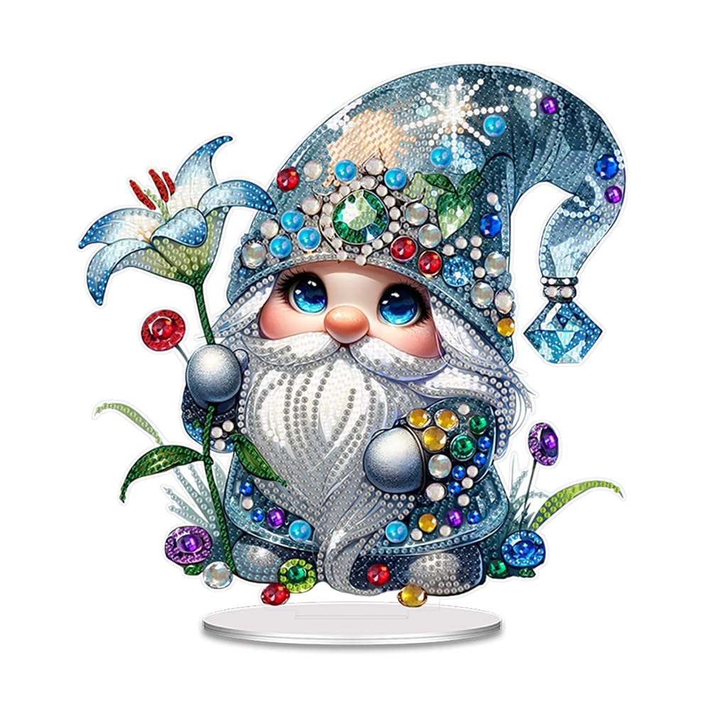SPEPROECO DIY 5D Diamond Painting Desktop Ornament Kits for Adults Kids - Gnome Table Decor Rhinestone Mosaic Crafts Gifts for Christmas Home Office Decor