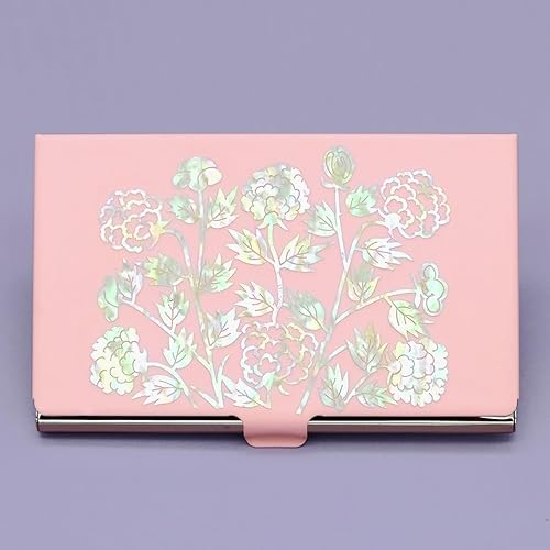 Miniatura 15 de Tarjetero negro de nácar para tarjetas de visita con bolsillo con bloqueo RFID, tarjeta de identificación de crédito, tarjetero de metal de acero