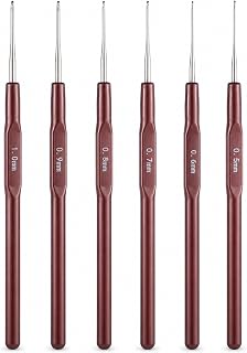 6pcs Small Size Crochet Hooks for Arthritic, Crochet Needle for Arthritic, Ergonomic Handle 0.5mm Hooks for Thread 0.5mm~1mm for Beginners, Smooth Knitting
