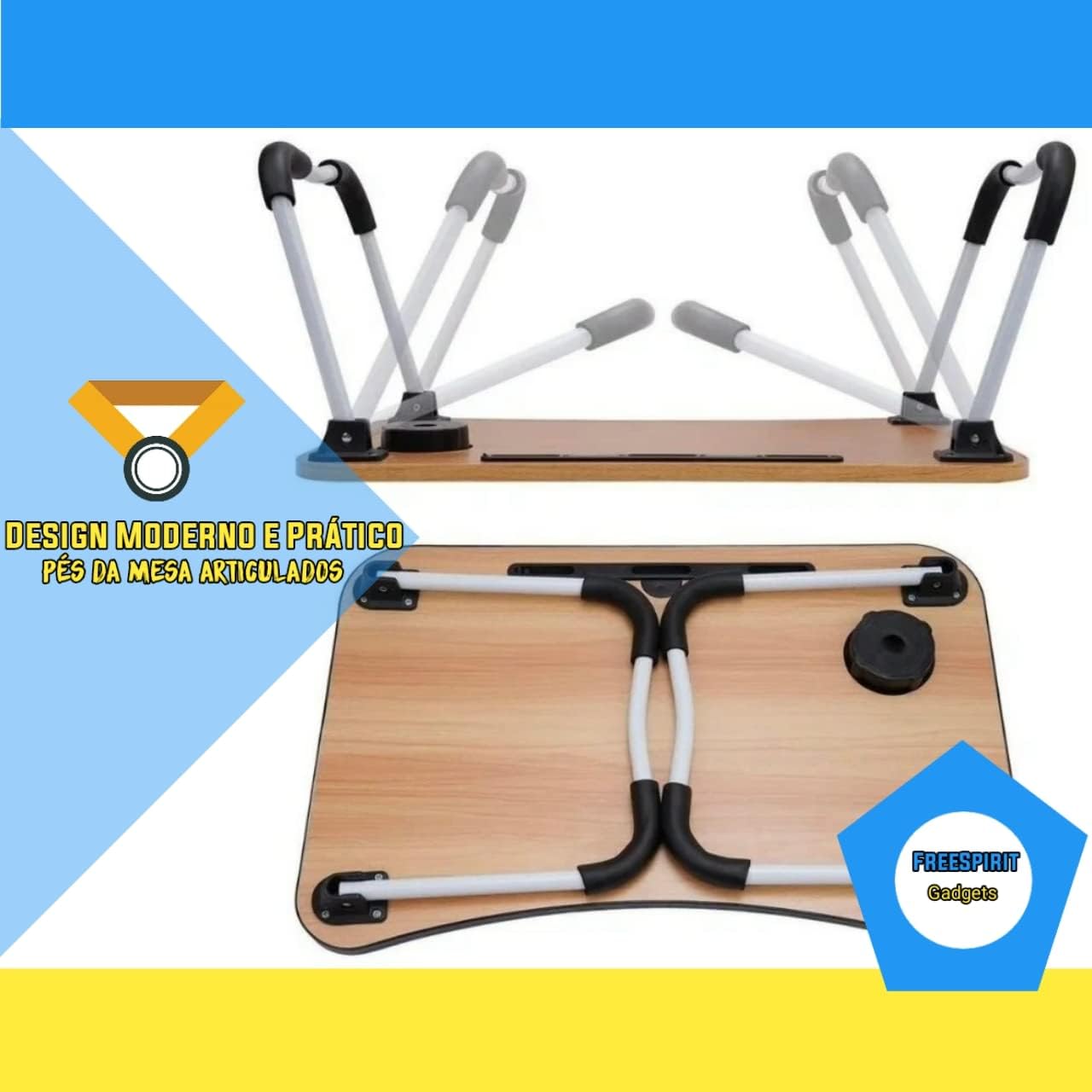 Mesa Portátil Dobrável de Madeira Para Notebook Cama Sofá Home Office Refeição Estudar e Trabalhar Apoio Colo (Amadeirado) Mesa Portátil Dobrável de Madeira Para Notebook Cama Sofá Home Office Refeição Estudar e Trabalhar Apoio Colo (Amadeirado)