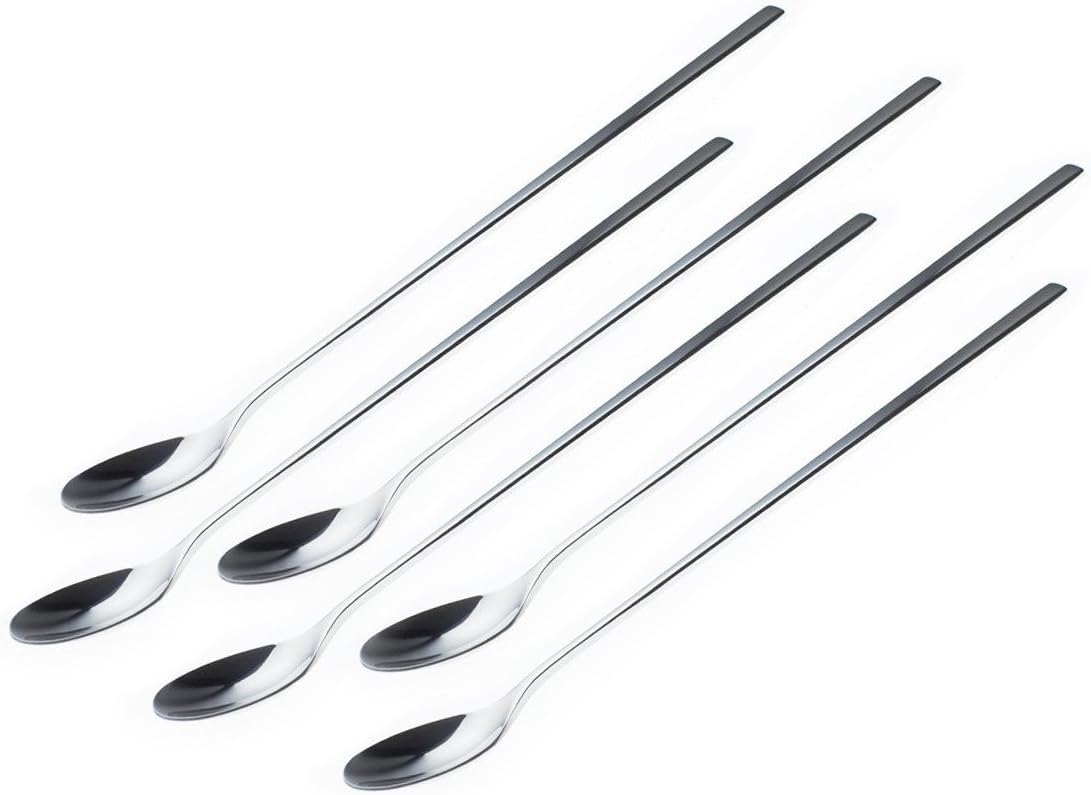 KitchenTour 8.7-Inch Long Handle Iced Tea Spoons Stainless Steel Coffee Spoons, Set of 6