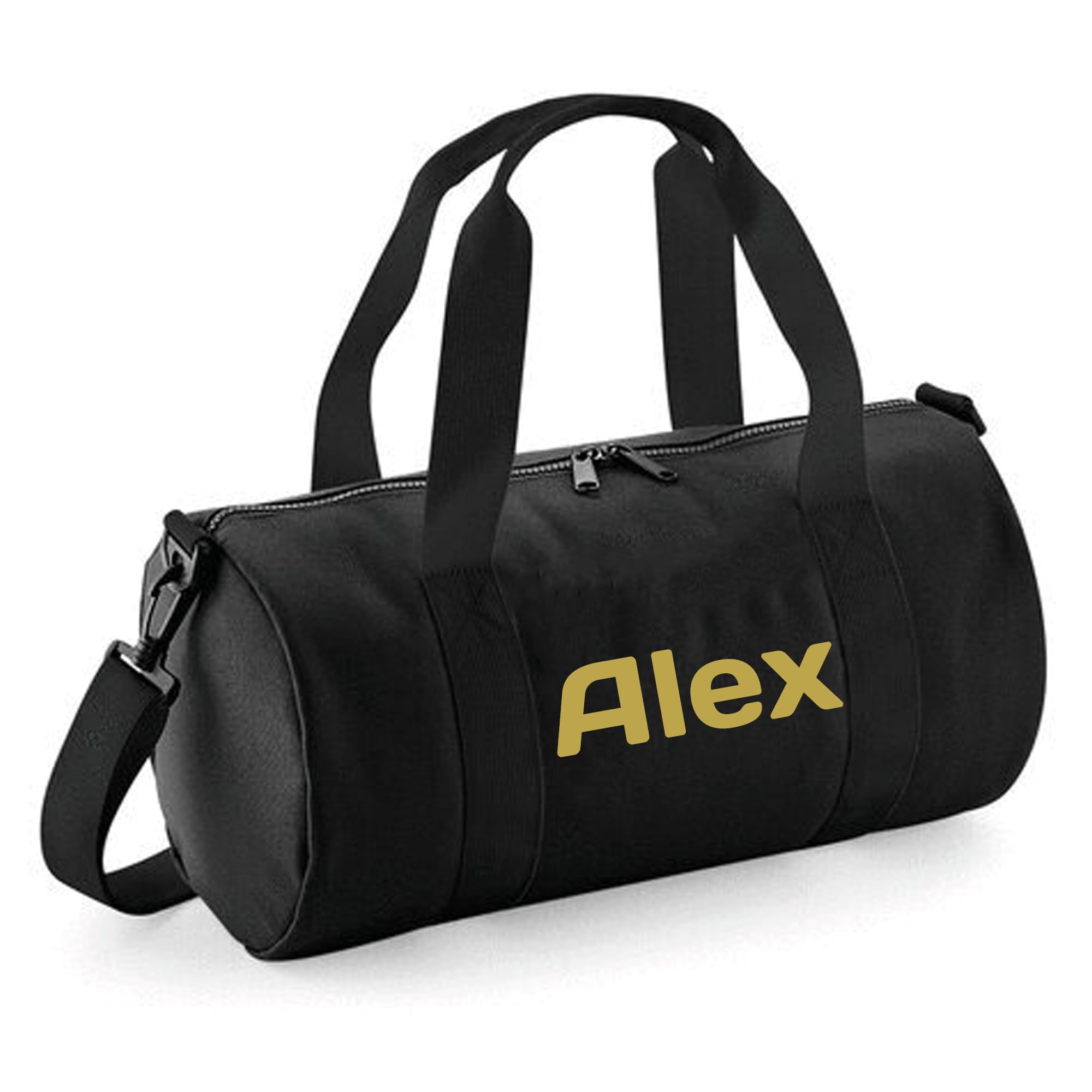 Always Looking Good Personalised Name Design Barrel Bag for Boys & Girls, 12L Durable Training Holdall Bag, 20x20x40cm Stylish Storage for Sports & Travel Gear - Black