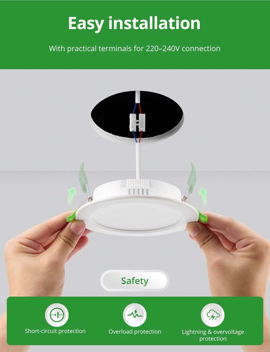 HOMEOW Zestaw 20 wpuszczanych reflektorów LED 10 W, otwór 115 mm - 130 mm