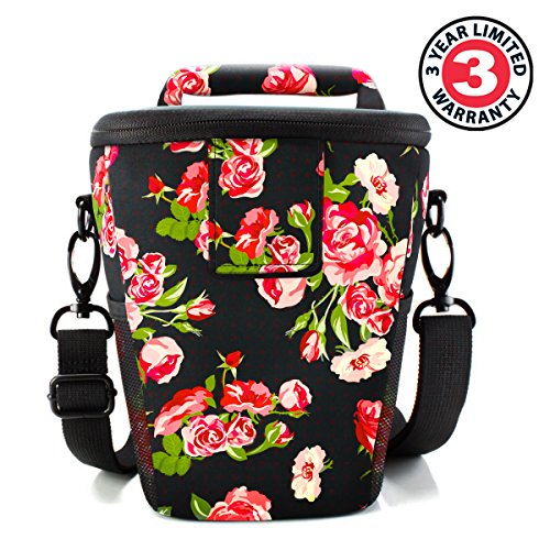 Image of USA Gear DSLR Camera Case for Men and Women with Top Loading Accessibility, Adjustable Shoulder, Small Camera Sling Bag, Travel Padded Handle - Camera Holster Bag for Nikon, Canon, Panasonic (Floral)