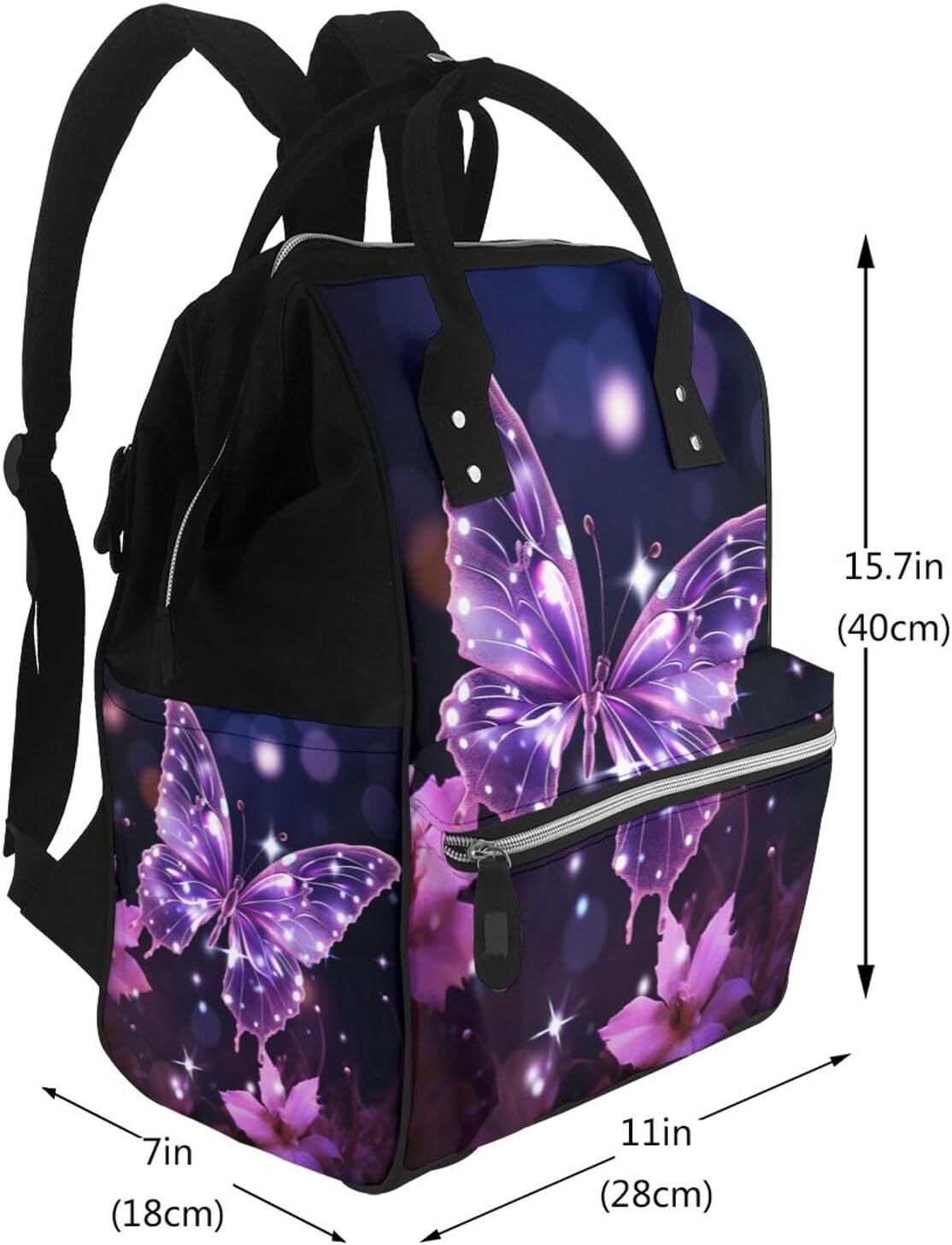 Cute Purple Butterfly Diaper Bag Backpack Mommy Bag Multifunction Travel Maternity Baby Changing Bags