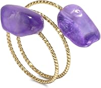 TSdiyART Adjustable Turquoise Rings for Women - Natural Double Stone Gold Plated Statement Stacking Jewelry