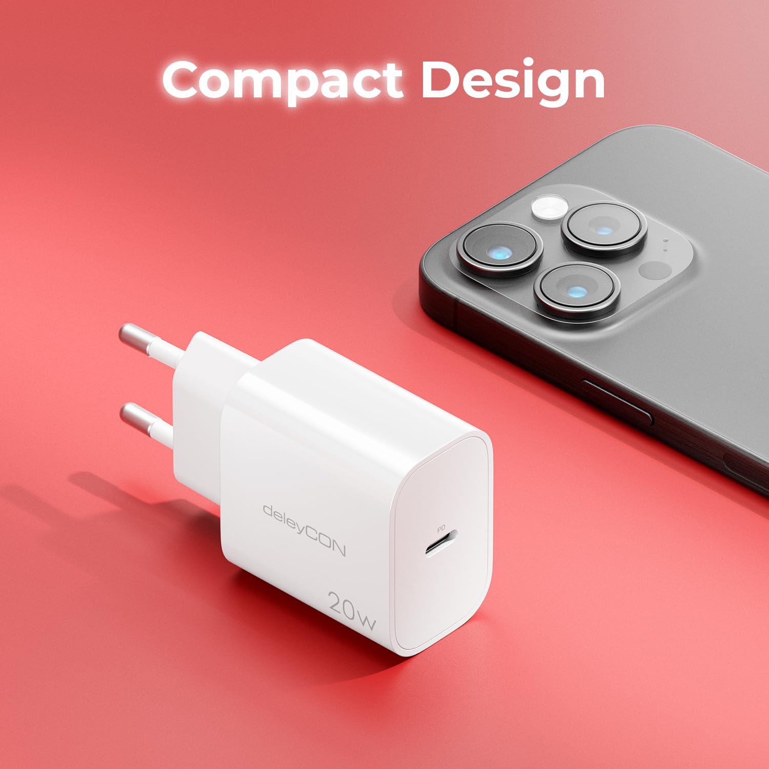 deleyCON USB C Oplader ( Compacte Snellader ) USB-C Voedingsadapter