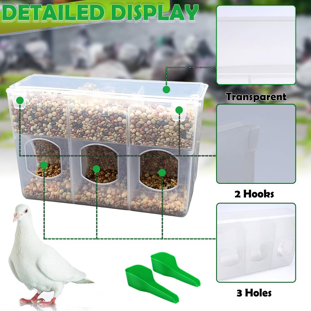 Mangeoire automatique en plastique pour pigeons, distributeur d'eau sans désordre à suspendre pour cage à oiseaux, perruches, cailles, oiseaux, poulet (design à 3 trous)