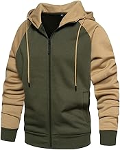 PADOLA Hombre Sudadera con Capucha Bloque de Color Hoodie con Cremallera Empalme Sudadera Manga Larga Color Block Chaqueta con Forro Polar Sudadera Deportiva Básica con Bolsillo