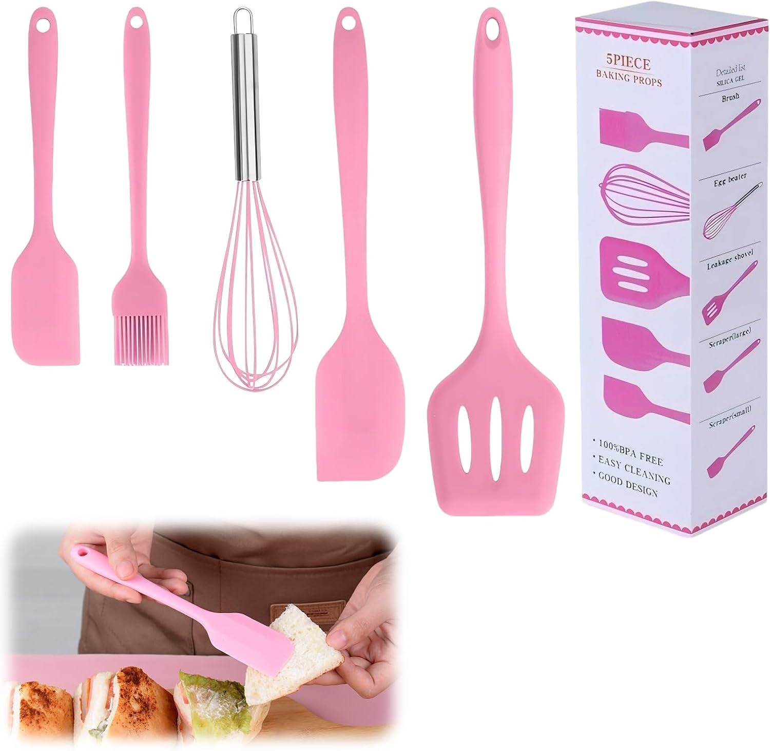 5 Piece Silicone Spatula Set,...