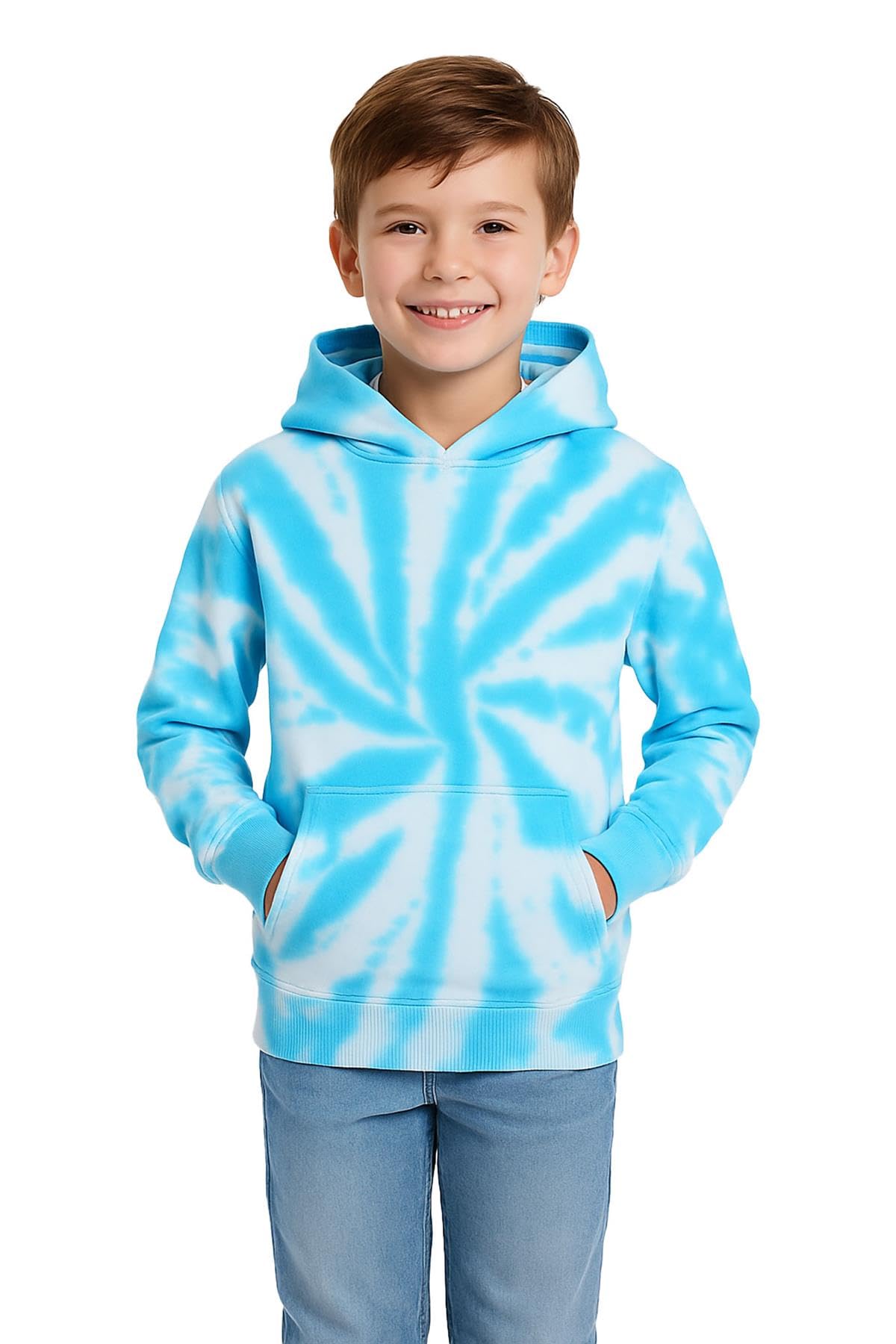 A2z 4 Kids Unisex Kids Tie Dye Blue Girls Boys Plain Sweatshirt Tie Dye Pullover - Sweat Hoodie T.d Blue 5-6