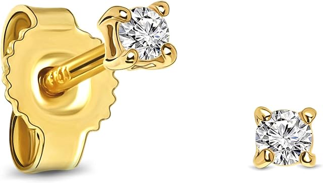 Miore 4 prong stud earrings in 9 kt 375 white gold/yellow gold with brilliant cut diamonds 0.08 ct