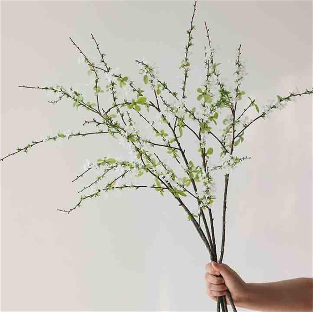 Fiori artificiali Vaso in vetro trasparente Simulazione di fiori Tavolo da pranzo Mobile TV Decorazione Rami di salice neve Arredamento for la casa Fiore finto
