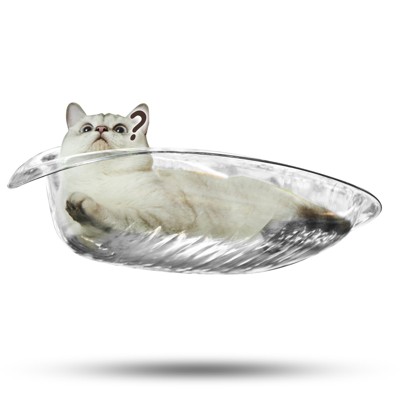 Window Perch Cat Bed - Easy-to-Install, Safe, and Comfortable Hanging Cat Bed for Windows and Smooth Tile Walls (Transparent, M)