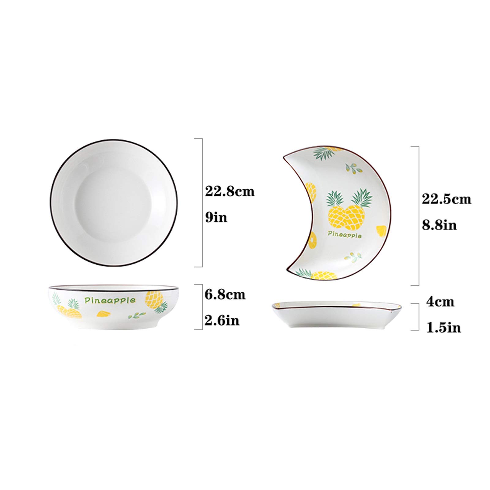 Ciotoline da Snack 10pcs Snack Plate Aggiungi 1 PZ Zuppa Bowl Home Piatto da pranzo Piatto da cucina in ceramica Set di stoviglie in ceramica Squisita Piastra dessert a forma di luna Squisita Piatto f
