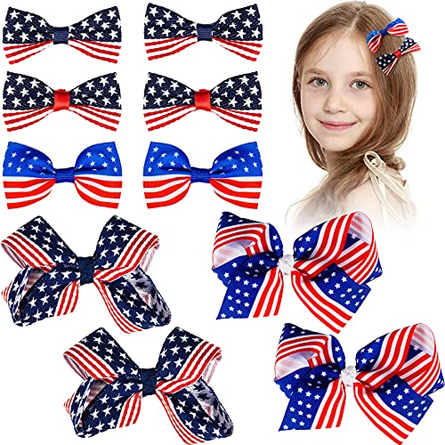 10 Pieces Patriotic Hair Bow Hair Clips 4Th Of July Hair Clips American Independence Day Memorial Day Red White Blue Ribbon Hair Barrettes For Girls Women Hair Accessories #TOP21