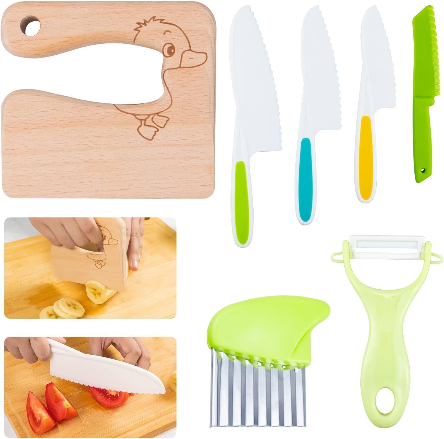 Kids Knife Set with Gloves Cutting Board Bear Sandwich Cutter Fruit Vegetable Cutters