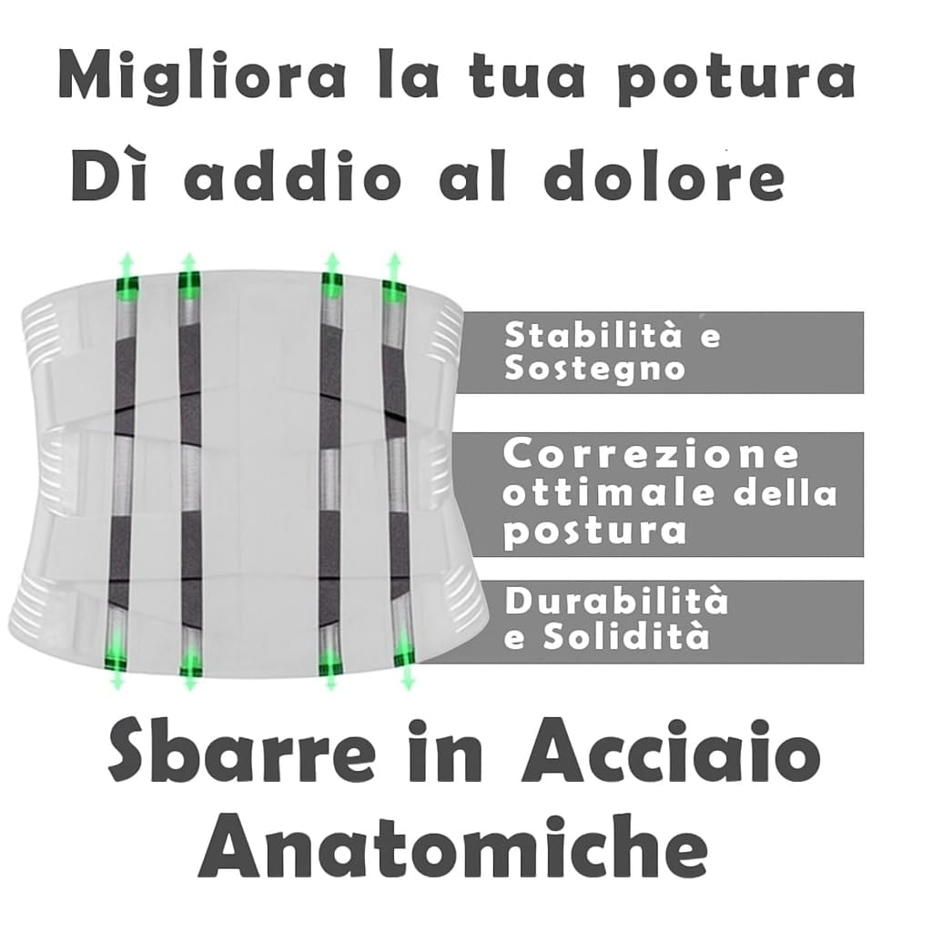 BODYPERFECT Busto Ortopedico Unisex Schiena Lombare Fascia Correttore Posturale 6 Stecche Cintura Uomo e Donna (Nero, S)