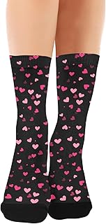 Par de calcetines románticos de color rosa con texto en inglés "Love on Valentine", para correr, transpirables, transpirables, para hombre (1 par), Romántico amor rosa en San Valentín, talla única