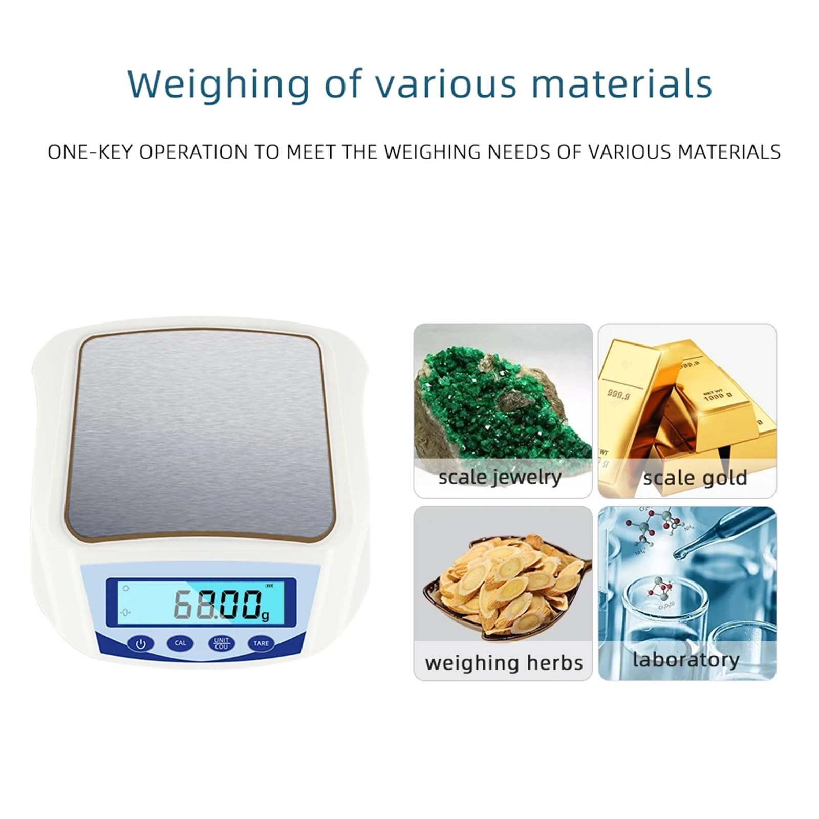 1000g/0.01g Bilancia Elettrica Ad Alta Precisione Portabl Digitale LCD Bilancia Elettrica Bilancia for Gli Alimenti Gioielli In Oro Tè strumenti di pesatura,Giardino,Prato,Interno,Uso esterno