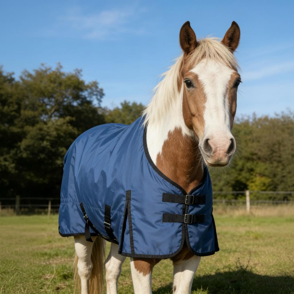 Coperta impermeabile a forma di cavallo 145 135 155 coperta impermeabile con fodera interna 1200D blu 125 cm