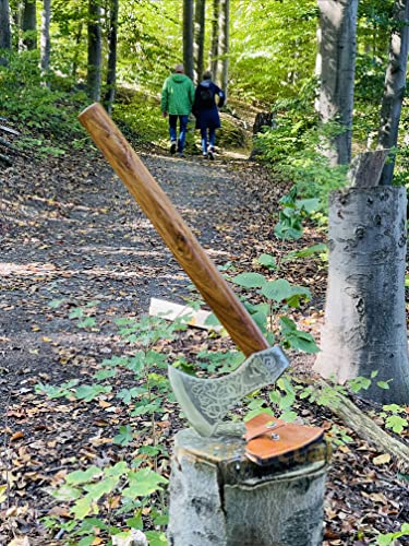 Handgefertigte Wikingeraxt 1095 High Kohlenstoffstahl mit Palisandergriff Jagd Camping Bärtig Nordische Beil Axt Geburtstag Valentinstag Geschenkidee Cover
