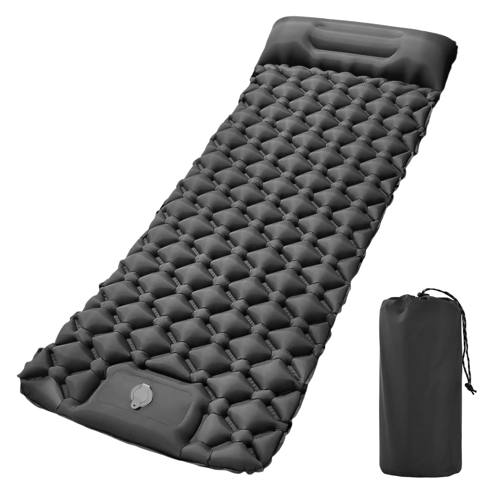 Dokpav Colchoneta Inflable Camping con Almohada Incorporada, Colchoneta Inflable para Dormir, Portátil y Plegable, Impermeable y Ligero, para Camping al Aire Libre, Mochilero y Senderismo(Gris)