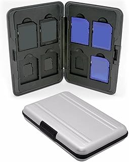 Slots Memory Card Case Protable Silver Plastic Memory Card Case 16 Slots (8+8) for Micro SD SD/SDHC/SDXC Card Storage Holder New Card Case Water-Resistant
